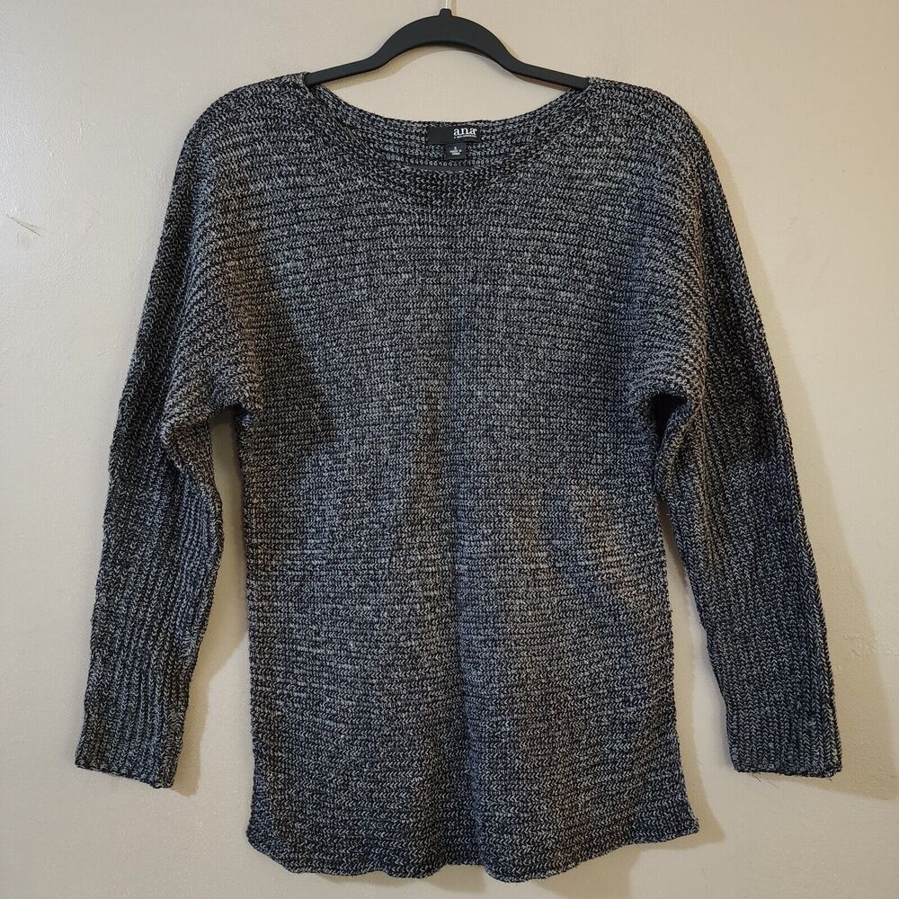 ANA Womens Pullover Dolman Sleeve Sweater Size S Split Seam Blue-Gray